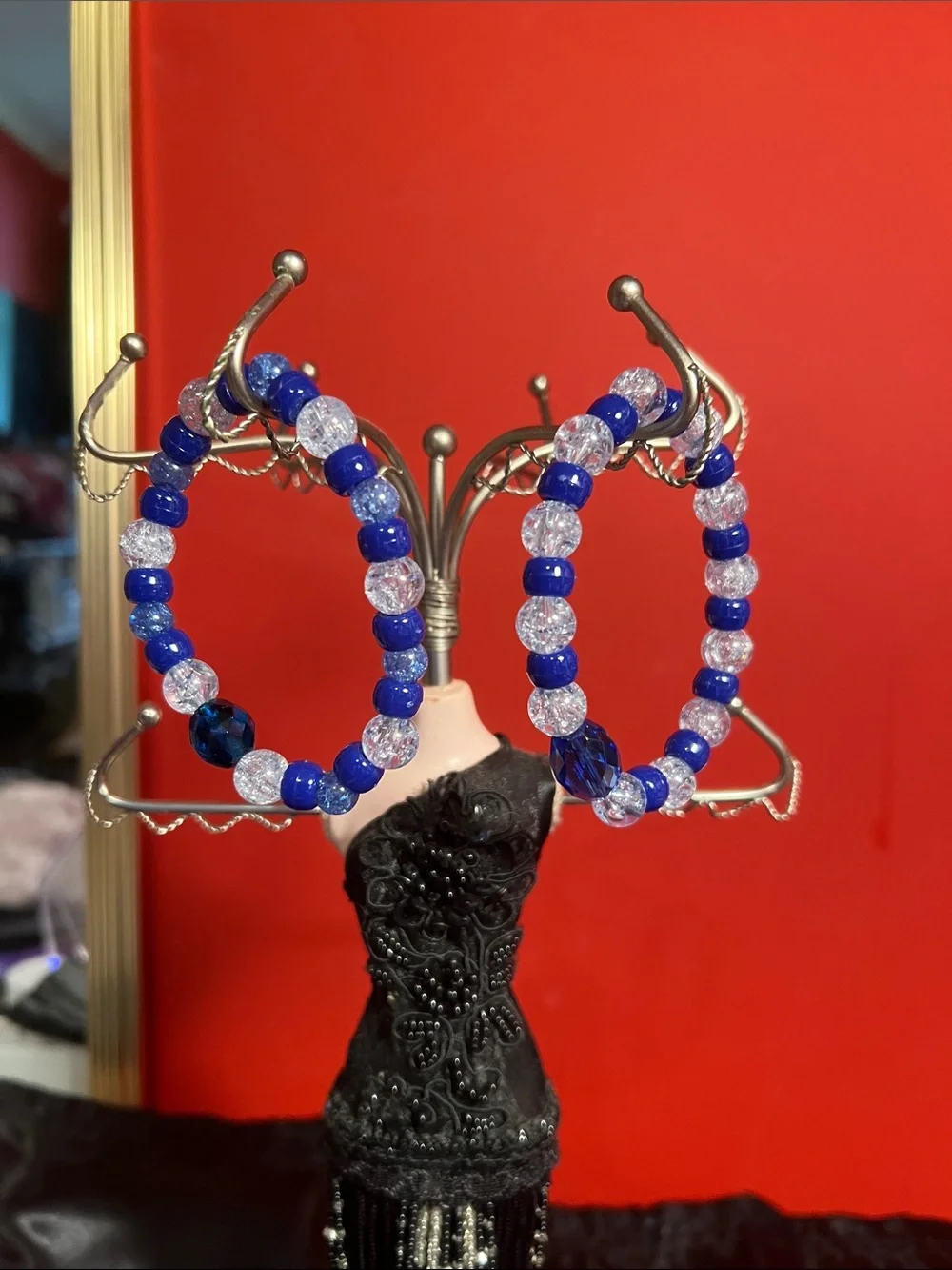 Setof 2  blue beaded bracelets homemade